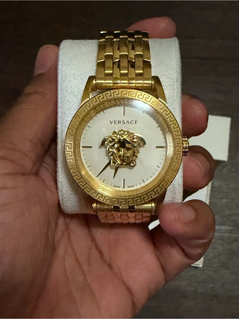 Versace Gold-Tone Medusa Face Bracelet Watch